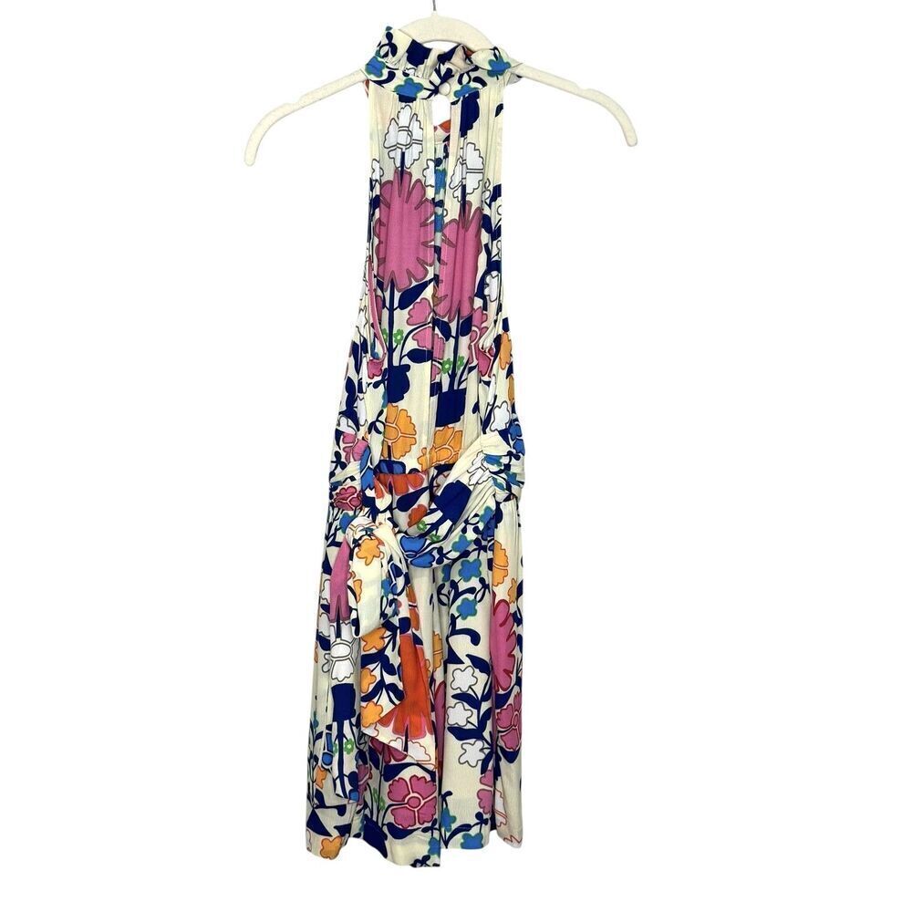 Plenty by Tracy Reese Shorts Romper XS Multicolor Floral Halter Midi Boho Summer - Picture 7 of 10